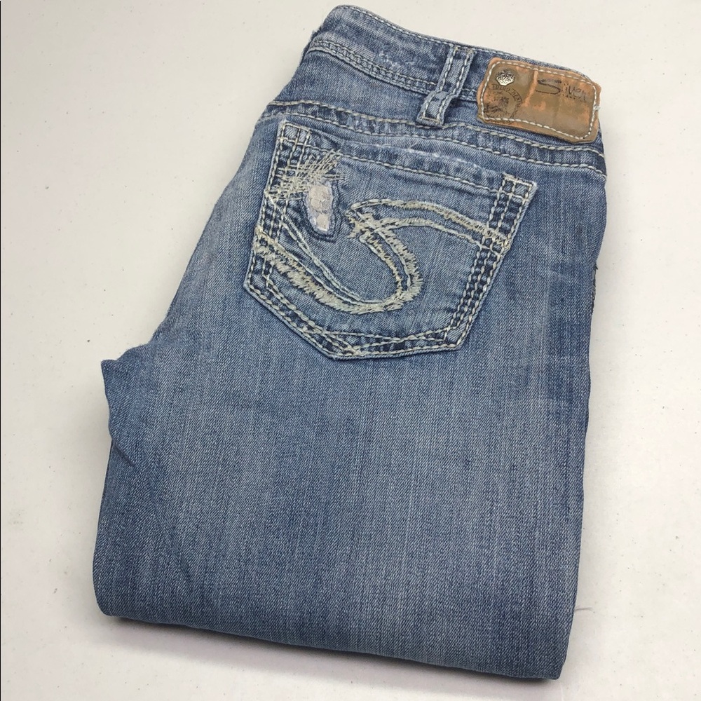 LACE DISTRESS SILVER TUESDAY BOOTCUT JEANS 30x32 ⭐️